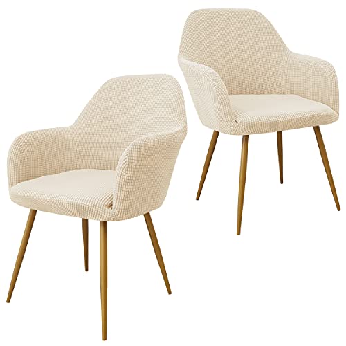 Yonus Dining Room Chair Slipcovers Parsons Chair Covers Sets Armchair Covers Removable Chair Protector Cover Seat Slipcovers for Living Room (2, Natural White) - color: Natural White, size: 2