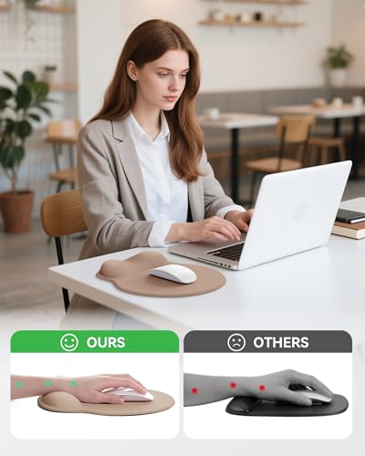 Mouse Pad with Wrist Rest, Ergonomic Mouse Pads for Desk, Office Non-Slip Mousepad with Gel Wrist Support(Coffee Brown, 10.6''L x 9''W) - color: Coffee