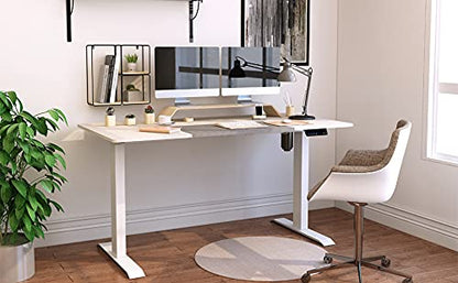 Homall Height Adjustable Electric Standing Desk, 55 x 28 Inches Stand Up Desk, Sit Stand Home Office Desk Computer Workstation with T-Shaped Metal Bracket (White)