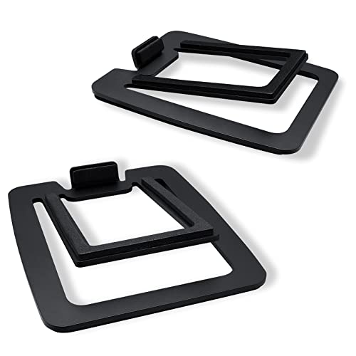 Sanyun SW601 15° Tilted Desk Speaker Stands for Compact 2''-3'' Computer PC Bookshelf Monitor Speakers, Steel Metal Base & Damping Foam Padding (Pair, Black) - color: Black
