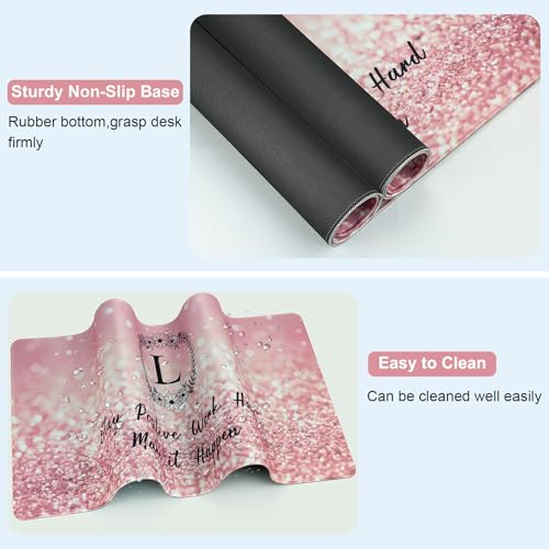 Large Gaming Mouse Pad with Coaster,Desk Matt for Desktop,Desk Mat-Pink L | Desk Pad,XXL Cute Desk Mat Cover for Computer Keyboard Laptop Women Office Home Decor, 31.5'' x15.6'' - color: A91-Letter L