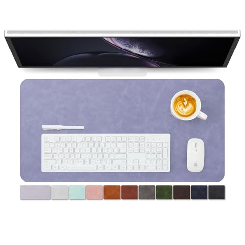 Distressed Leather Desk Mat - Non-Slip PU Desk Pad for Office and Home - Desk Organization and Accessories - Ideal for Large Mouse Pad and Desk Mats on Top of Desks(Lavender,27.6"x 13.8") - color: Lavender, size: 27.6" x 13.8"