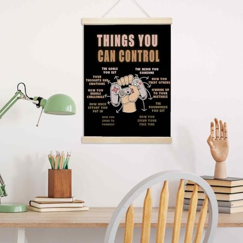 Voxitura Things You Can Control Game Poster Hanger Frame,Brown Black Gaming Gamer Wall Decor Art Canvas for Playroom Kids Toddler Boys Room,Mental Health Prints for Wall Hanging Therapy Office 12x16in - color: brown