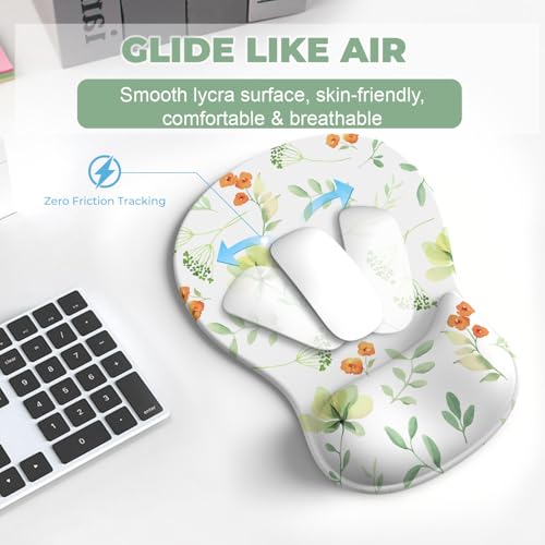 AKIT 3-in-1 Ergonomic Mouse Pad with Wrist Support & Keyboard Wrist Rest Set, Premium Memory Foam Mousepad with Coaster, Pain Relief for Office, Home, Gaming - [Anti-Slip & Breathable Lycra], Flower - color: Flower