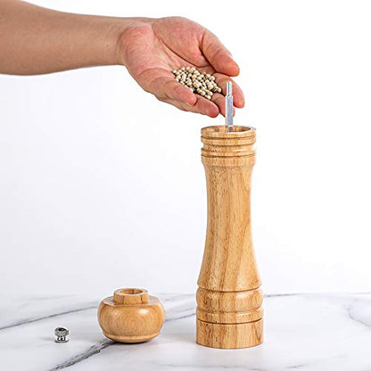 Wooden Pepper Grinder Pepper Mill Kit Manual Mills Solid with Strong Adjustable Ceramic Grinders for Grinding Spices, Cumin, Sesame, Paprika, - color: C Wood Colour Pepper Mill