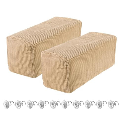 uxcell 2pcs Stretch Armrest Covers for Chairs/Sofas, Couch Arm Covers with Twist Pin, Furniture Protector Slipcovers Khaki - color: Khaki