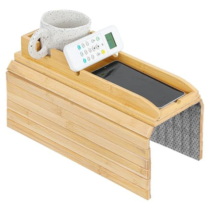 1 Pc 3 in 1 Couch Cup Holder Tray, 4.7X12.6Inch Couch Armrest Table Anti-Slip Sofa Armchair Caddy Table Couchs Arm Tray with Detachable Cup Holder Foldable Sofas Trays for Drinks Cellphone Snacks