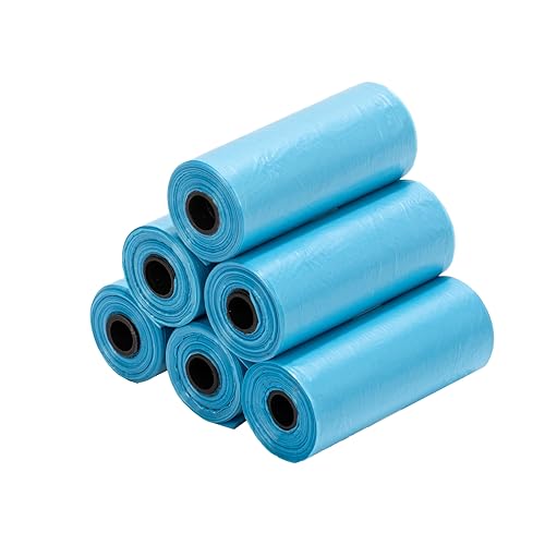 Ginsco 0.8 Gallons Disposable Trash Bags for Mini Car Trash Can, Portable Small Car Garbage Bags, Cars Accessories, Mini Trash Bags, Plastic Trash Bag for Cars/Home/Office (6 Rolls/90 Counts) Blue - color: Blue