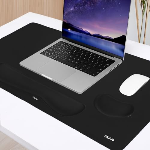 MOSISO Keyboard Mouse Pad Set, Gaming Mouse Pad&Keyboard Wrist Rest&Wrist Rest, Ergonomic Wristrests with Memory Foam Home Office Easy Typing Cushion Non-Slip Mousepad, Black - color: Black