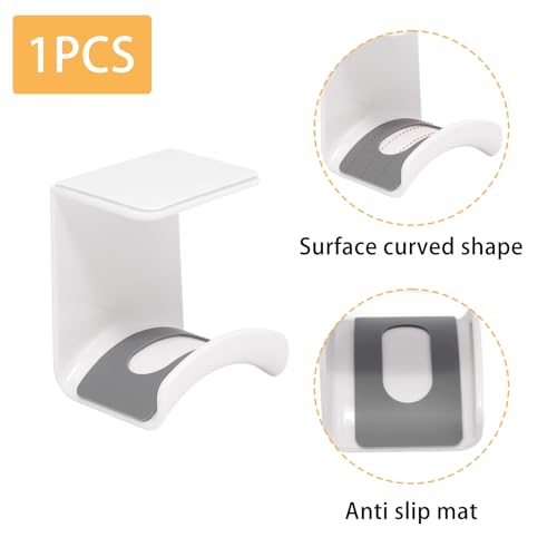 1Pcs White ABS Plastic Headphone Stand Hanger, Hanging Headset Holder Hook Under Desk, Adhesive Earphones Hangers for Desk Headphone Hanger, Most Headphones and Controller - color: White, size: Under Desk