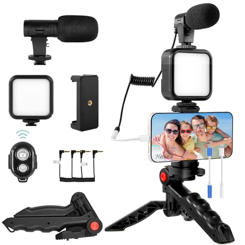 Vlogging Kit for iPhone, Android with Tripod, 62 LED Light,YouTube Starter kit with Mini Microphone & Phone Clip for Live Stream, Video Calls, Vlogging, YouTube, Instagram TikTok