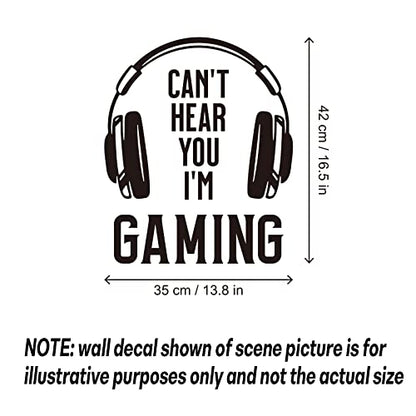 Game Wall Sticker, Can't Hear You I'm Gaming Wall Decals, DIY Headset Vinyl Art Silhouette Game Decor, 3D Video Game Room Decoration Wallpaper for Boys Playroom Bedroom Family Game Room