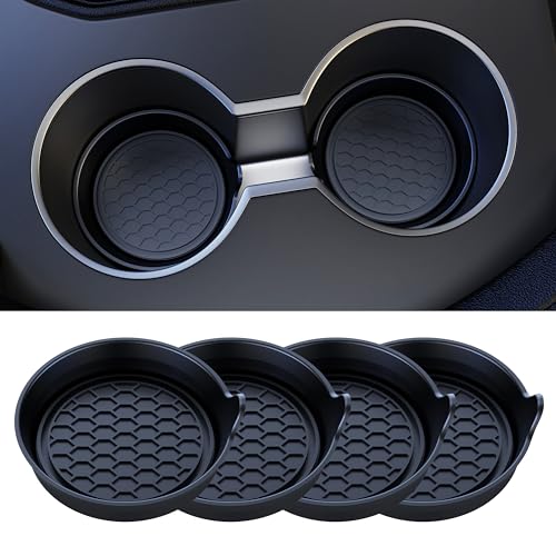 Amooca Car Cup Coaster Universal Automotive Waterproof Non-Slip Cup Holders Sift-Proof Spill Holder Car Interior Accessories 4 Pack Black - color: Black Solid, size: 4 Pack
