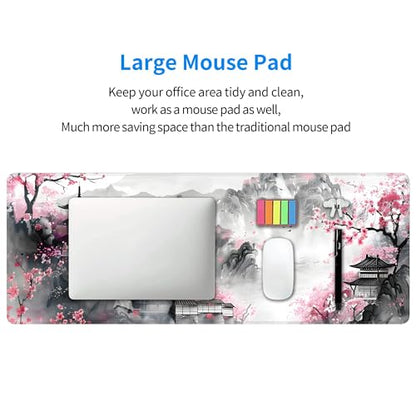 Japanese Cherry Blossom Large Mouse Pad,Gaming Keyboard Desk Pad,Extended Mouse Mat Non-Slip Rubber Base with Stitched Edges for Office Game Home XL 31.5"x11.8" - color: Cherry Blossom, size: 31.5L x 11.8W inches