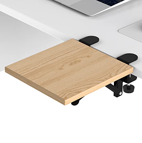 WITPOCE OUGIC Ergonomic Desk Extension Tray, 9.5 x 9.1 Inch Desk Extension Tray, Punch-Free Clamp Foldable Keyboard Drawer Tray Wrist Rest Computer Elbow Support - color: Maple, size: 24cm*23cm