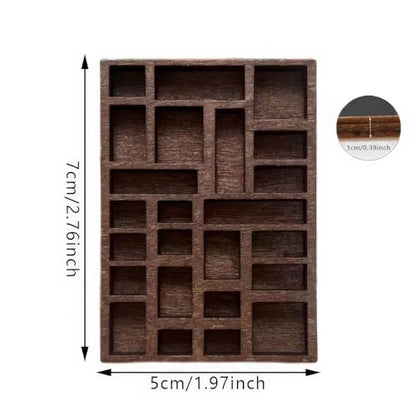 Wooden Miniature Trinket Shelf & Shadow Box (Dark Brown): Multi-Grid Organizer for Tiny Collectibles, Miniatures, Dollhouse Accessories & Desk Display