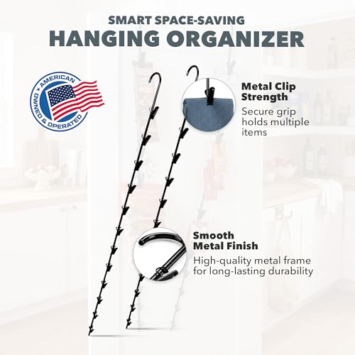 LOLA Clip Strip @ Home Metal Hanging Organizer with 12 Hooks for Pantry, Kitchen, Garage – Holds Snacks, Tools, Keys – Easy to Install, 1 Pack - color: Matt Black