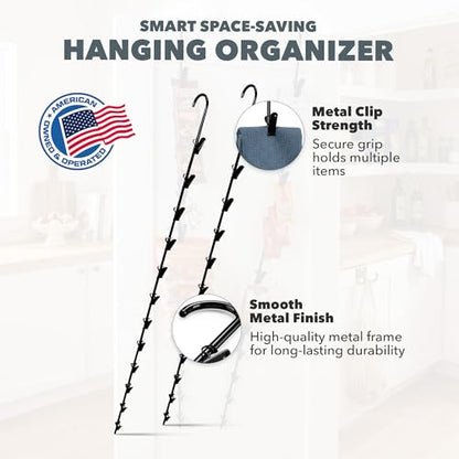 LOLA Clip Strip @ Home Metal Hanging Organizer with 12 Hooks for Pantry, Kitchen, Garage – Holds Snacks, Tools, Keys – Easy to Install, 1 Pack - color: Matt Black