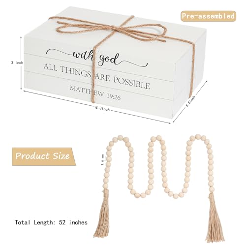 Decorative Books for Home Decor, Wooden Faux Book for Decoration, Farmhouse Stacked Display Books (with god ALL THINGS ARE POSSIBLE) - style: with god ALL THINGS ARE POSSIBLE