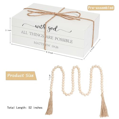 Decorative Books for Home Decor, Wooden Faux Book for Decoration, Farmhouse Stacked Display Books (with god ALL THINGS ARE POSSIBLE) - style: with god ALL THINGS ARE POSSIBLE