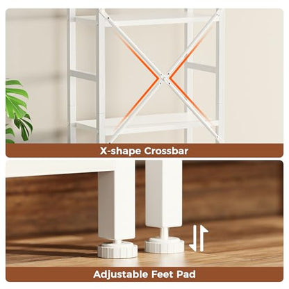 SUPERJARE Triple Bookshelf, Bookcase with 14 Open Display Shelves, Wide Book Shelf Book Case for Home & Office, 5 Tier, White - color: White, size: 5 Tier