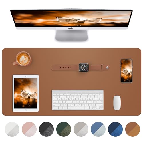 Leather Desk Pad Blotter,Mouse Pad,Office Desk Mat, Non-Slip PU Leather Desk mat,Large Desk mat,Waterproof Keyboard mat for Office/Home/Decor (Brown,31.5" x 15.7") - color: Brown, size: 31.5" x 15.7"