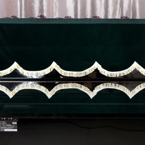 Piano Keyboard Non-Dirt Cover – Half-Covered Durable Split Curtain Design for Grand Pianos,Velvet Fabric 70x29in(Dark Green/Violet/Black)(Green) - color: Green