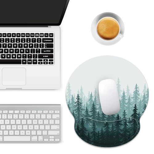 Ergonomic Mouse Pad with Wrist Support,Green Forest Mouse Pad with Wrist Rest,Relieve Wrist Pain Mousepad Non-Slip Rubber Base,Mouse Pads for Desk,Computers,Laptop,Office,Gaming,Home,Accessories - color: Green Forest