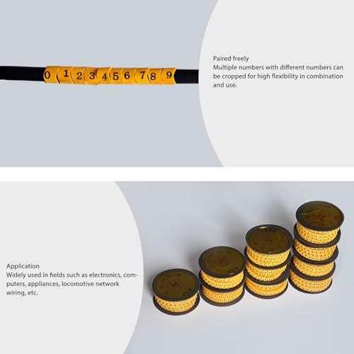 6m² Cable Identification Wire, 10Pcs 0 to 9 Coded Clip on Plastic Cables Identification Wire Cord Cable Marker PVC Number Tube for Electronics Computers - size: 6m²