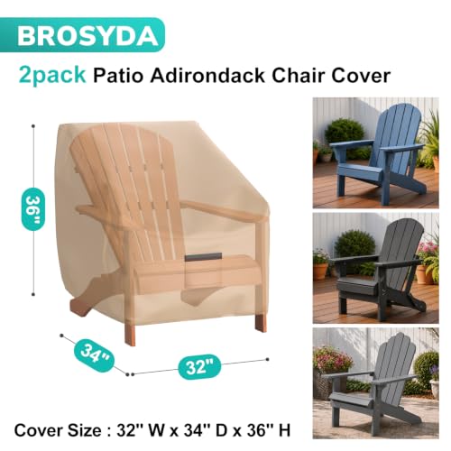 Adirondack Chair Covers for Outdoor Furniture Waterproof 2 Pack, Lawn Outdoor Chair Covers Heavy Duty Oxford Cloth, Large Covers for Lounge Lawn Deep Seat 32" W x 34" D x 36" H, Brown - color: Brown, size: 32" W x 34" D x 36" H