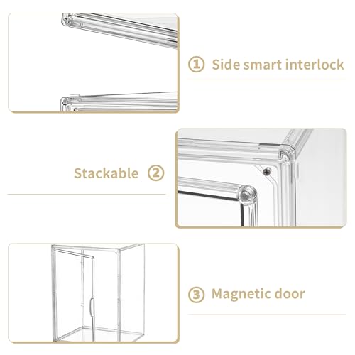 Acrylic Display Case, 2 Layer Clear Figure Display Cases for Collectibles with Magnetic Door, Acrylic Box with Movable Dividers 4 Pack - size: Large 4 pack
