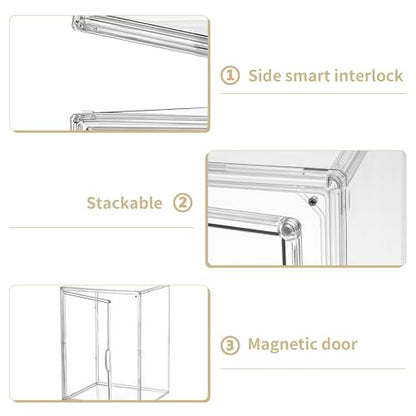 Acrylic Display Case, 2 Layer Clear Figure Display Cases for Collectibles with Magnetic Door, Acrylic Box with Movable Dividers 4 Pack - size: Large 4 pack