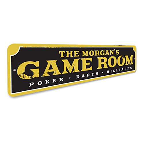 Aluminum Sign Game Room Poker Darts Billiards Personalized Themed for Home Metal Wall Decor Entertainment Space Hanging Plaque with Pre-Drilled Holes 4x18 Inch - size: b) 4 x 18 Inches