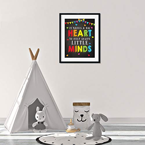 Andaz Press Classroom Teacher Wall Art Decor Poster Signs, 8.5x11-inch, It Takes a Big Heart To Shape Little Minds, 1-Pack, Unframed, Inspirational Motivational Quotes Decorations - color: Big Heart