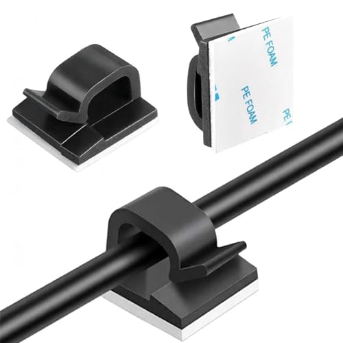 150 PCS Adhesive Cable Wire Clips Black, Outdoor Cable Management Wire Organizer Cord Holder for Under Desk, Car, Wall, TV PC Ethernet Cable (Black) - color: Black
