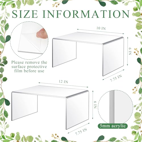 RattanView 2 Pcs 10 Inch, 12 Inch Large Acrylic Risers Display Stands 5 mm Thick Acrylic Shelf Riser Showcase for Collectibles Jewelry Cupcakes Food Figures Perfume Cabinet (Clear) - color: Clear, size: 10 Inch, 12 Inch, 5 mm