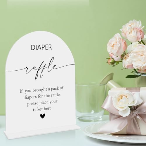 Diaper Raffle Sign, Baby Shower Diaper Game Sign, Shower Reception Event Party Table Desk Acrylic Decor 8x10 Inch - color: diaper raffle 8x10