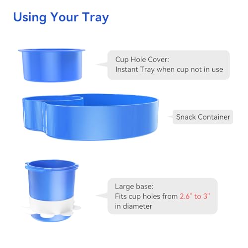 Car Seat Snack Tray: Travel Tray for Kids Carseat Cup Holder with Food Trays, Stroller Snacks Plate for Toddlers, Kid Road Trip Essentials, Blue - color: Blue