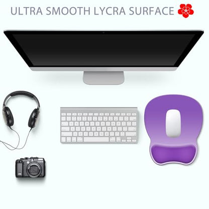 Ergonomic Mouse Pad with Wrist Rest, Comfortable Gel Concave Mouse Pad with Non-Slip Base, Pain Relief Mouse Pads with Smooth Wrist Support for Office & Home (Gradient Purple) - color: Gradient Purple