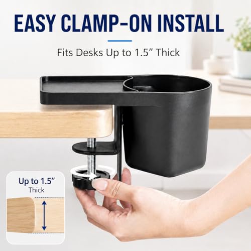 MAX SMART Desk Organizer with Cup & Headphone Holder, Clamp-On | More Desk Space | Essentials Within Reach | Reduced Workspace Clutter | Home Office Ready
