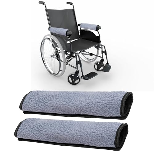 AHIER Wheelchair Armrest Pads, 2PCS Sheepskin Fleece Wheelchair Armrest Covers, Non Slip Arm Rest Cover Cushion pad for Wheelchairs (Blue) - color: Blue