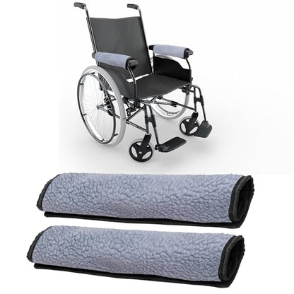 AHIER Wheelchair Armrest Pads, 2PCS Sheepskin Fleece Wheelchair Armrest Covers, Non Slip Arm Rest Cover Cushion pad for Wheelchairs (Blue) - color: Blue