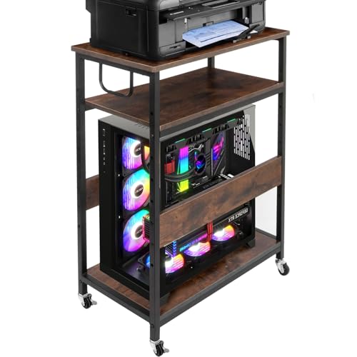 TooCust Extra Large Height Adjustable Computer Tower Stand, Computer & Machine Carts, PC Tower Stand, Printer Stands with Steel Wheels, Holds Up to 110 lbs (Fits 11" D x 22" W x 24.5" H Towers) - style: Large(for mini, mid and full tower)