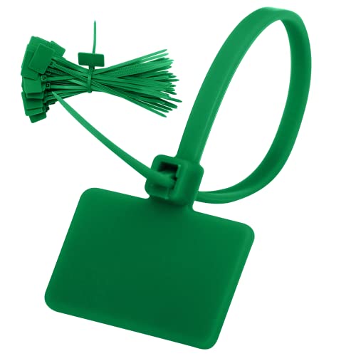 Wire Label Ties Tag for Packing & Cable Labels – 50 Pack Heavy Duty Zip Ties for Cord Management, Packages, Gardening, Home & Office Organization & DIY Projects (Green) - color: Green