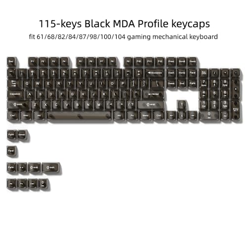 dagaladoo Clear keycaps,Transparent Keyboard keycaps,Jelly Key caps Set,Shine Through keycap，MDA Profile Keyboard caps for Mx Switches Mechanical Keyboard(Black) - color: Black