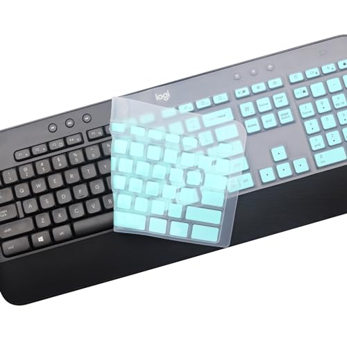 Keyboard Cover Skin for Logitech MK545 MK540 Wireless Keyboard, Logitech MK545 Keyboard Protector, Logitech MK540 Ultra Thin Desktop PC Silicone Clear Keyboard Skin Protector-Hotblue - color: Hotblue