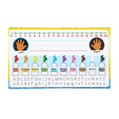 Really Good Stuff 24PK Primary Self-Adhesive Vinyl On-The-Go Reference Nameplate with a Left and Right Directions, an Alphabet, Colors, Number Line - color: Mini
