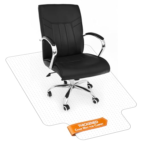 Thickened Chair Mat for Carpet- Low Pile Carpet Protector for Office Computer Desk Chair. Heavy Duty Desk Chair Mat for Carpeted Floors. Clear (with Lip, 47.5"X35.5"X0.15“) - color: Clear With Lip