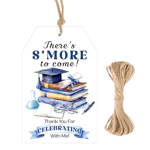 G2PLUS Graduation Gift Tags - 50Pcs Graduation Thank You Tags with String, Blue Thank You for Celebrating with Me Tag for 2026 Congrats Grad Party Favors - style: Graduation - Blue