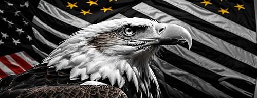 Large Gaming Mouse pad,Black and White Eagle Flag Tempered Glass Back Anti Slip Rubber Base Mouse pad, Suitable for Computer, Laptop, Office Desk Accessories - color: Black and White Eagle Flag Tempered Glass Back